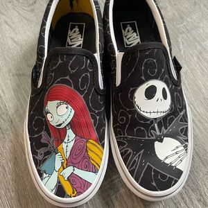 Nightmare Before Christmas Jack and Sally Vans Slip Ons